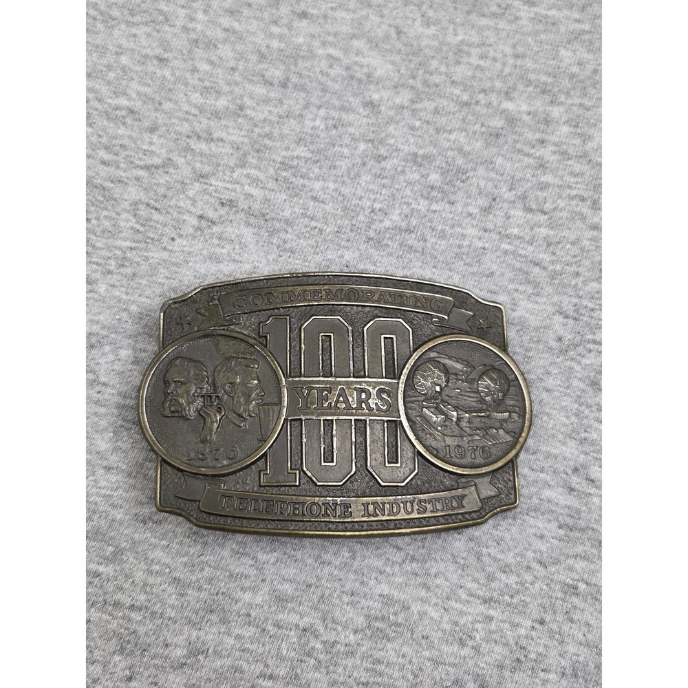 Lewis Telephone Pioneers 100 Years Industry Brass Belt Buckle
